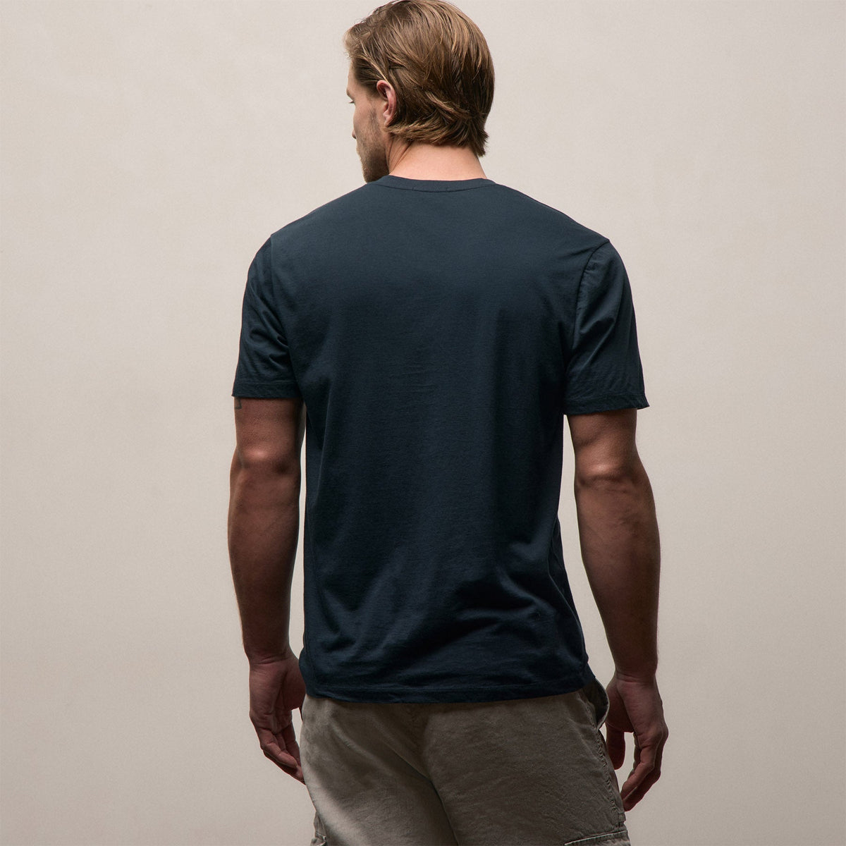 Luxe Lotus Jersey V Neck in French Navy | James Perse Los Angeles