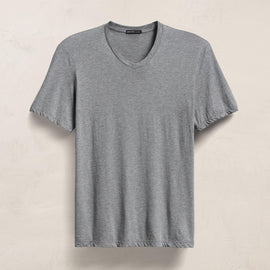 Luxe Lotus Jersey V Neck - Heather Grey