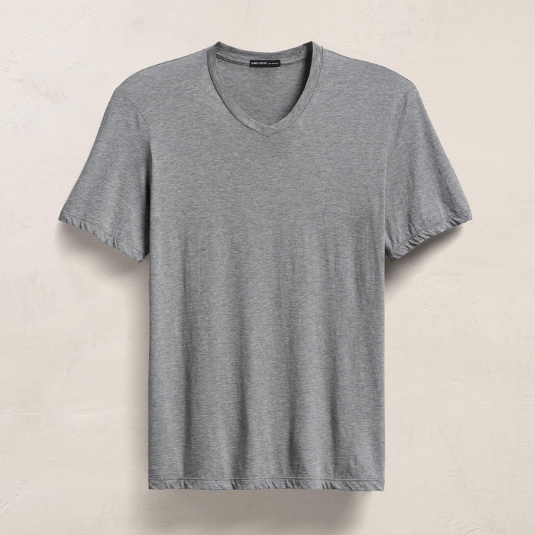 Luxe Lotus Jersey V Neck - Heather Grey