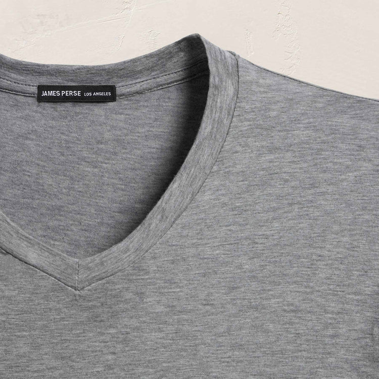 Luxe Lotus Jersey V Neck - Heather Grey