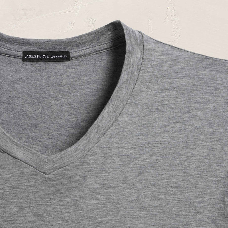 Luxe Lotus Jersey V Neck - Heather Grey