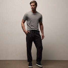 Luxe Lotus Jersey V Neck in Heather Grey | James Perse Los Angeles