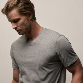 Luxe Lotus Jersey V Neck in Heather Grey | James Perse Los Angeles