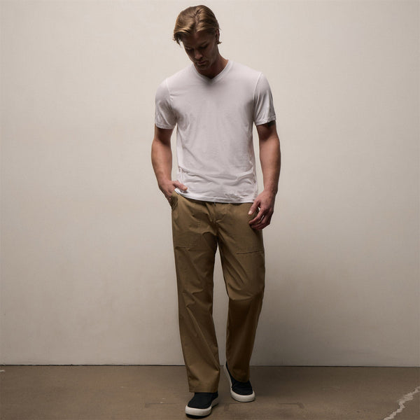 Luxe Lotus Jersey V Neck in White | James Perse Los Angeles