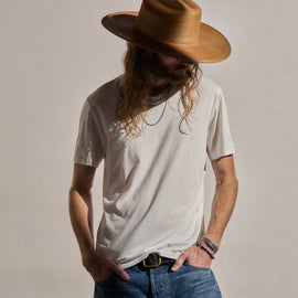 Luxe Lotus Jersey V Neck in White | James Perse Los Angeles