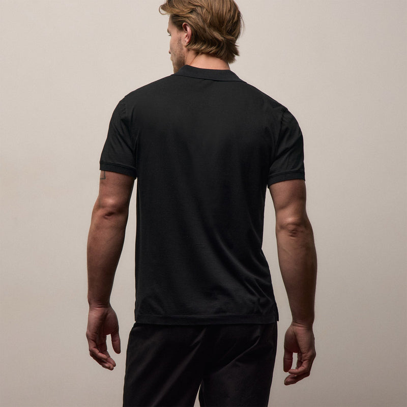 Luxe Lotus Jersey Polo in Black | James Perse Los Angeles