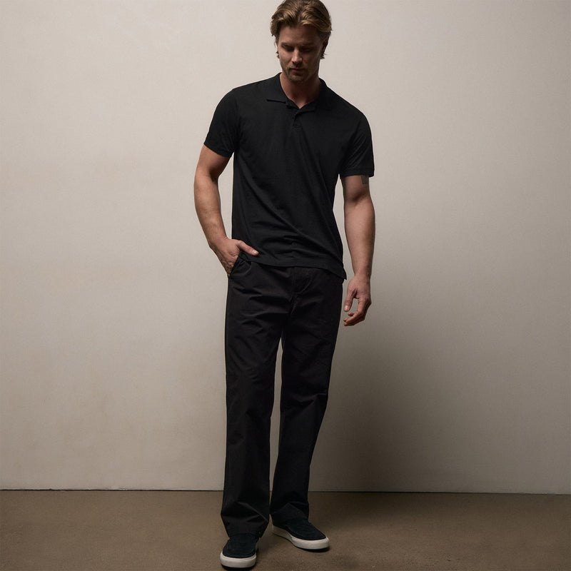 Luxe Lotus Jersey Polo in Black | James Perse Los Angeles