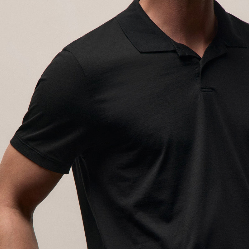 Luxe Lotus Jersey Polo in Black | James Perse Los Angeles