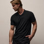 Luxe Lotus Jersey Polo in Black | James Perse Los Angeles