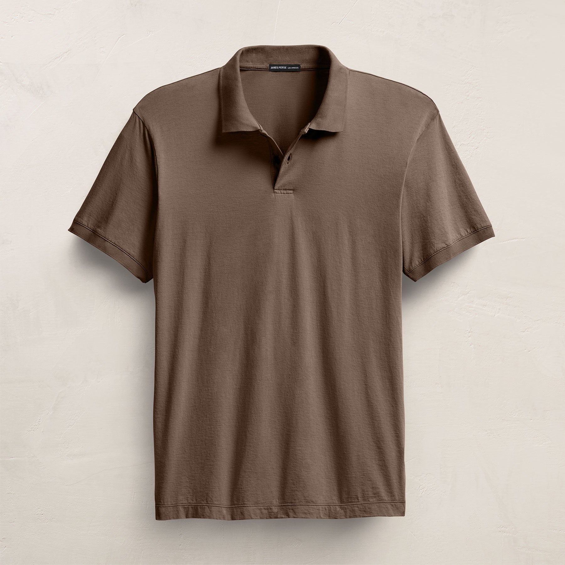 Luxe Lotus Jersey Long Sleeve Polo - Birch | James Perse Los Angeles Luxe Lotus Jersey Long Sleeve Polo - Birch | James Perse Los Angeles
