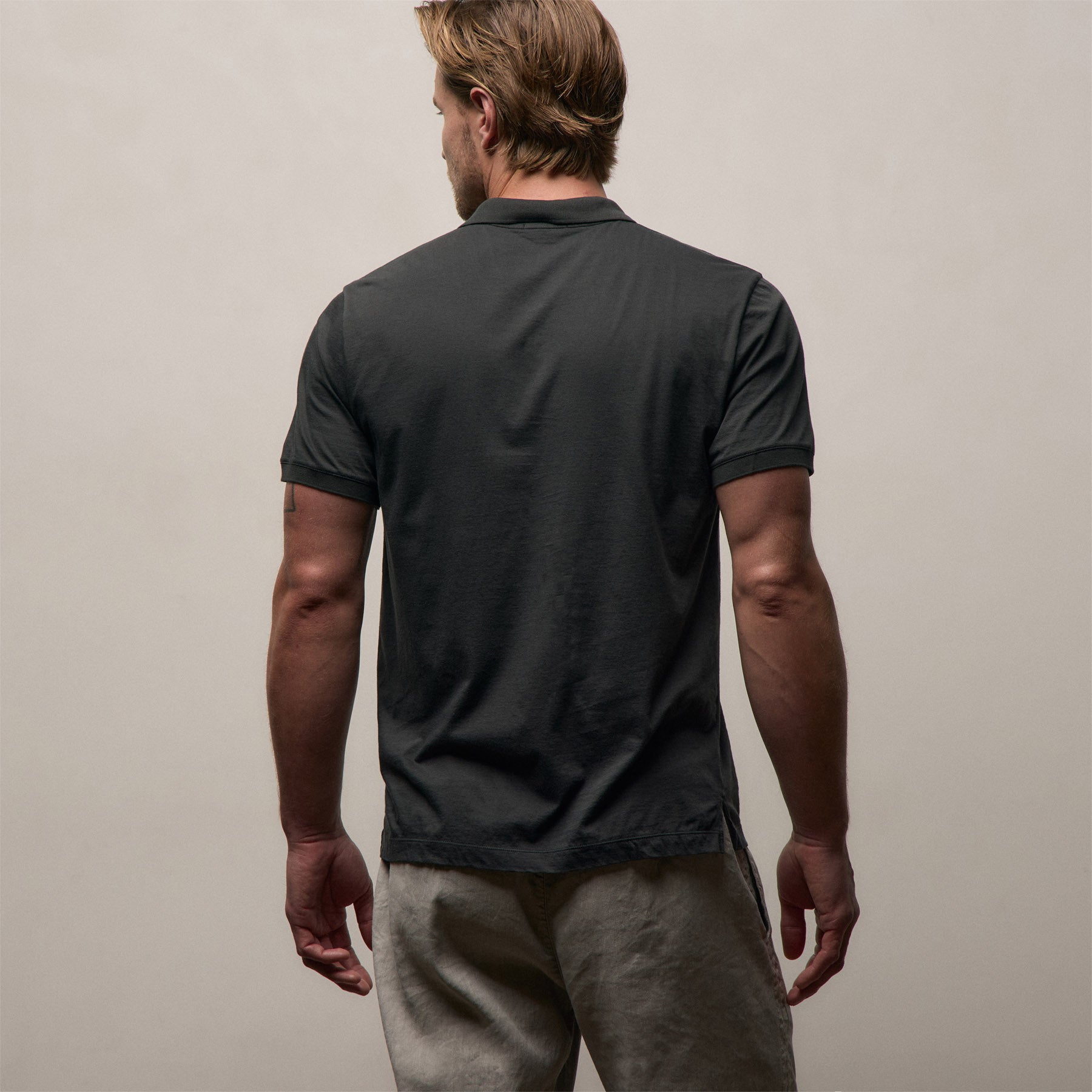 Luxe Lotus Jersey Polo in Carbon | James Perse Los Angeles