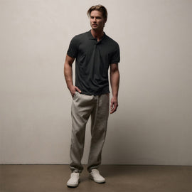 Luxe Lotus Jersey Polo in Carbon | James Perse Los Angeles