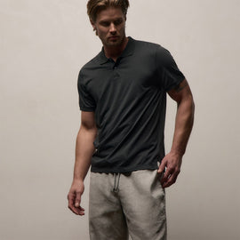 Luxe Lotus Jersey Polo in Carbon | James Perse Los Angeles