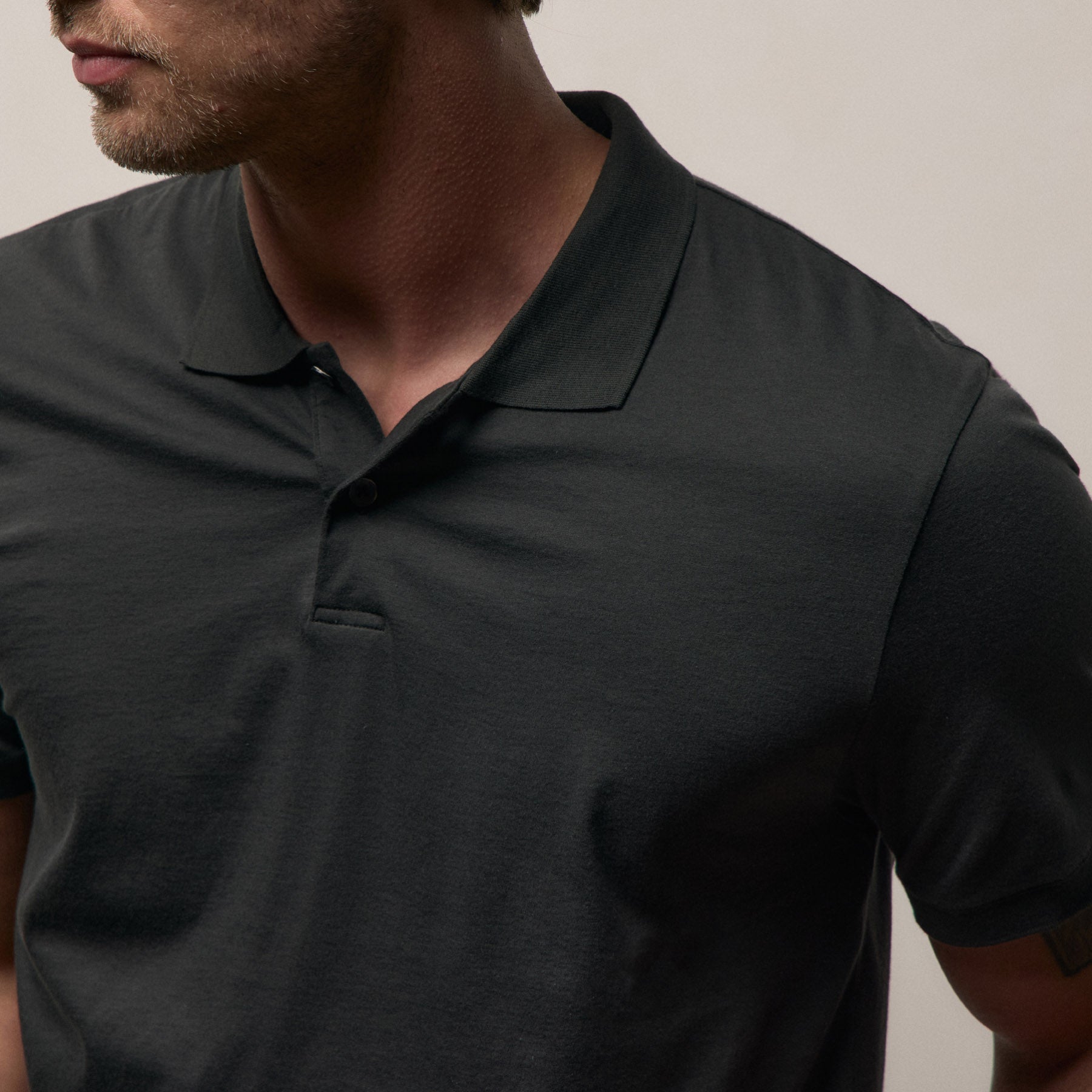 Luxe Lotus Jersey Polo in Carbon | James Perse Los Angeles