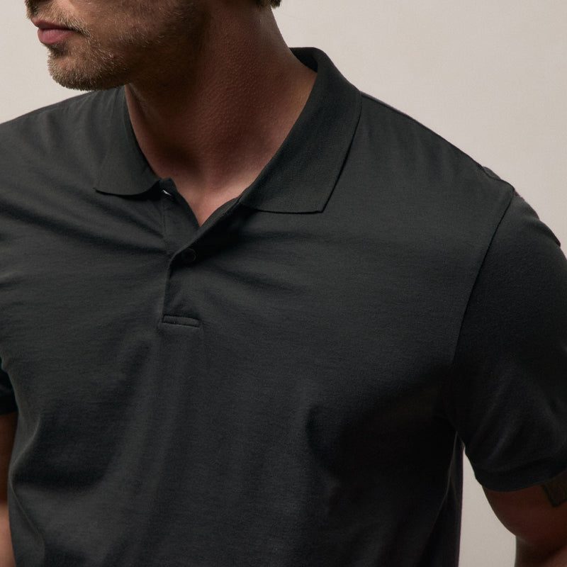 Luxe Lotus Jersey Polo in Carbon | James Perse Los Angeles