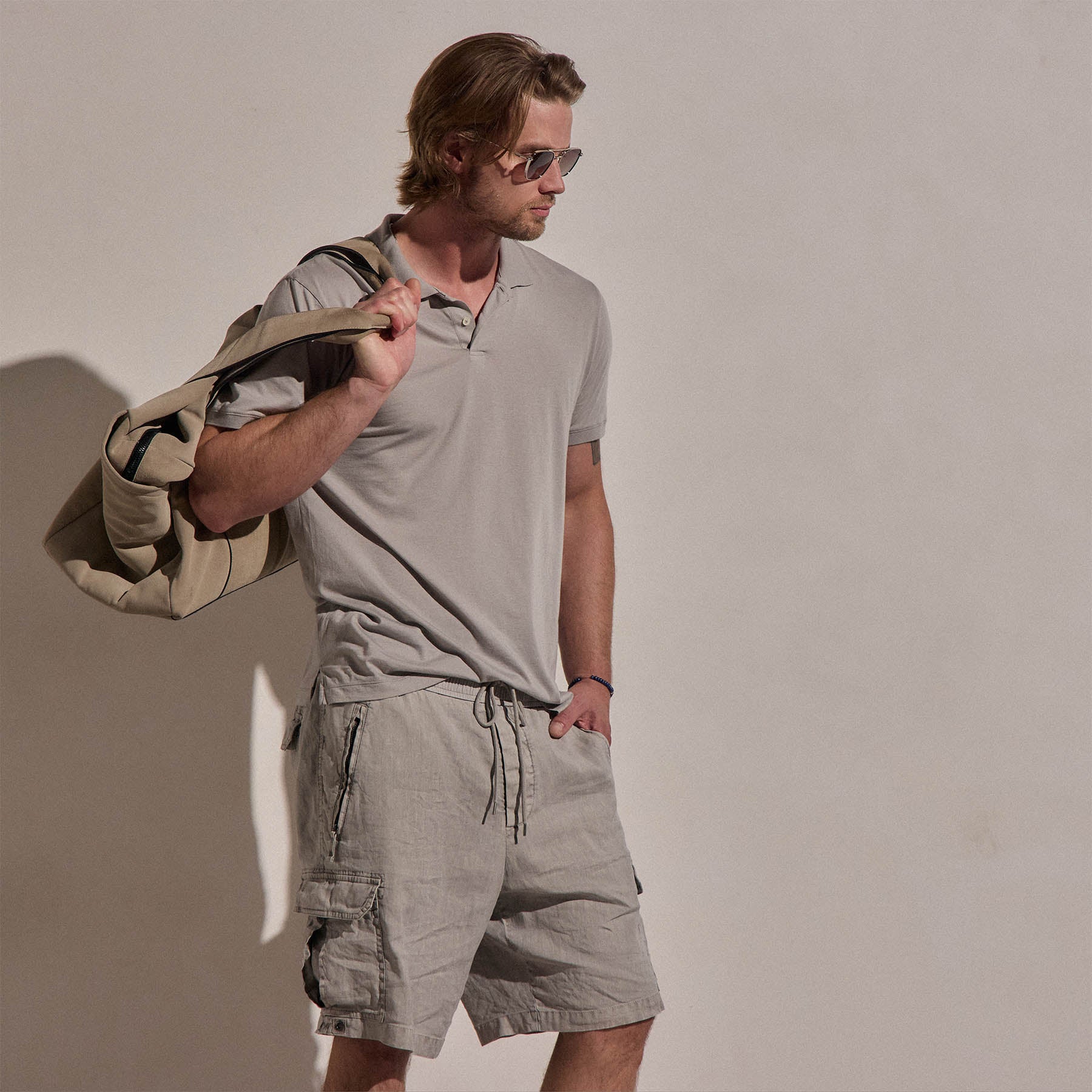 Luxe Lotus Jersey Polo in Fog | James Perse Los Angeles
