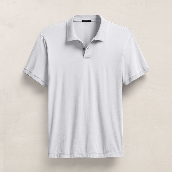 Luxe Lotus Jersey Polo in White | James Perse Los Angeles