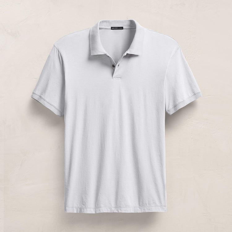 Luxe Lotus Jersey Polo in White | James Perse Los Angeles