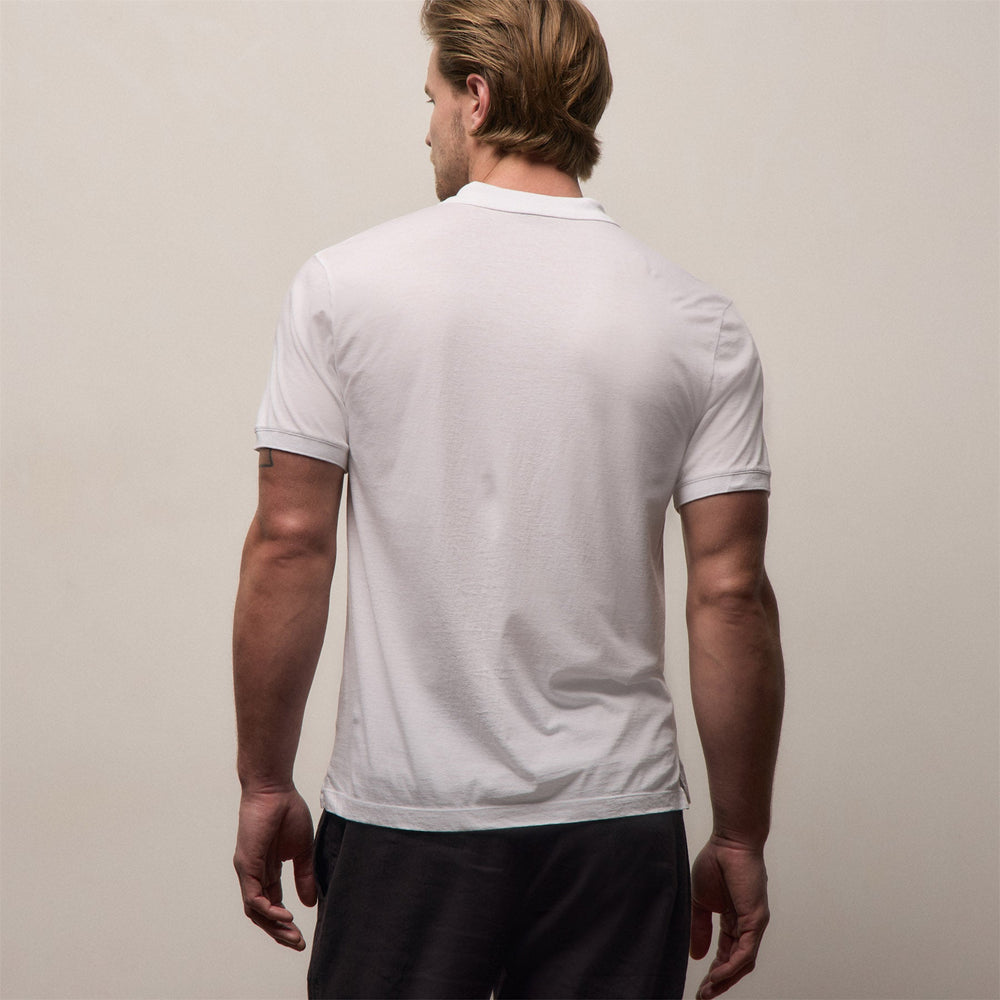 Luxe Lotus Jersey Polo in White | James Perse Los Angeles