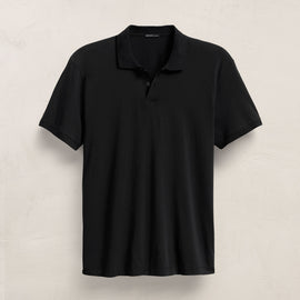 Luxe Lotus Jersey Polo in Black | James Perse Los Angeles
