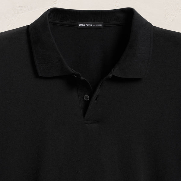 Luxe Lotus Jersey Polo in Black | James Perse Los Angeles