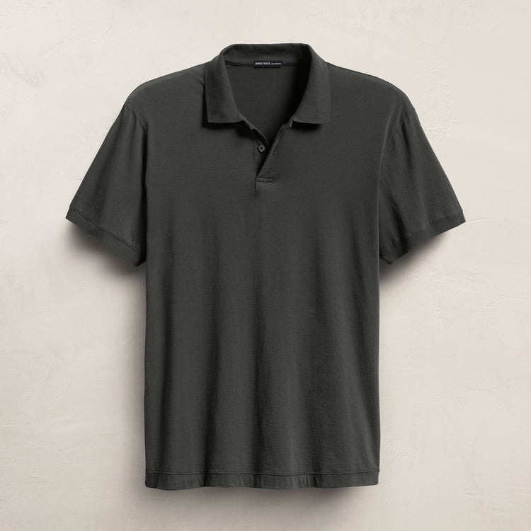 Luxe Lotus Jersey Polo - Carbon