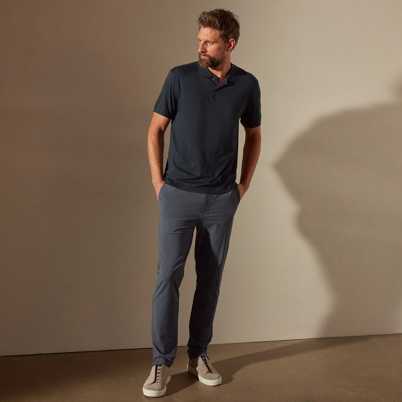 Luxe Lotus Jersey Polo in French Navy | James Perse Los Angeles