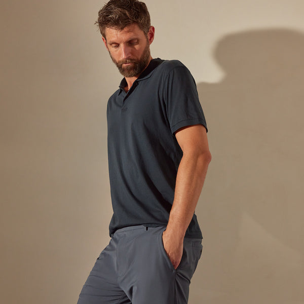 Luxe Lotus Jersey Polo in French Navy | James Perse Los Angeles