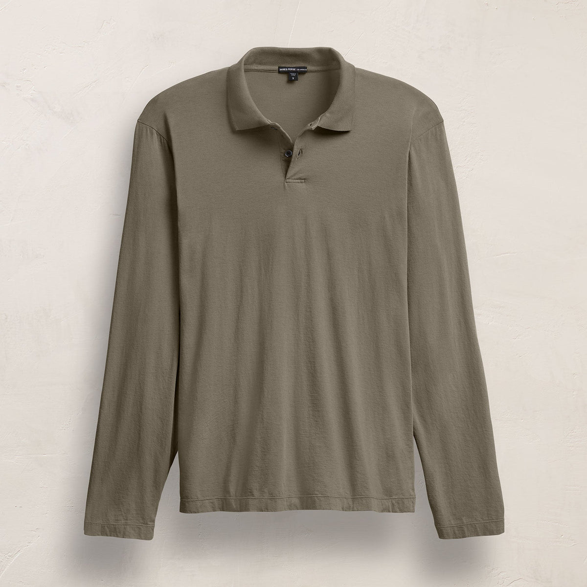 Luxe Lotus Jersey Long Sleeve Polo in Birch | James Perse Los Angeles