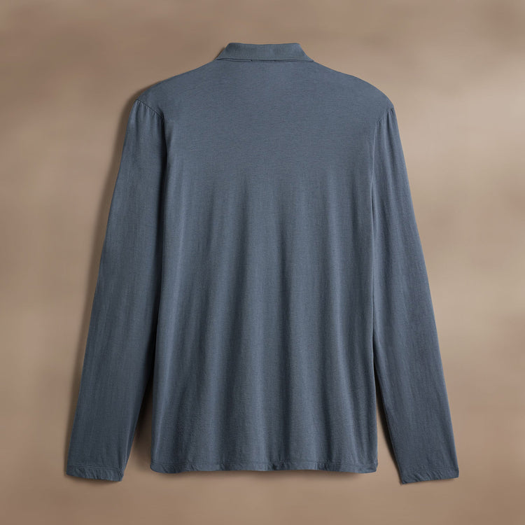 Luxe Lotus Jersey Long Sleeve Polo  in Cascade | James Perse Los Angeles