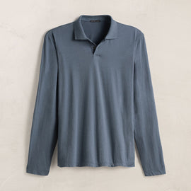 Luxe Lotus Jersey Long Sleeve Polo in Cascade | James Perse Los Angeles