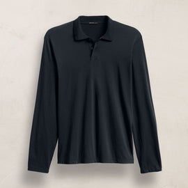 Luxe Lotus Jersey Long Sleeve Polo in French Navy | James Perse Los Angeles