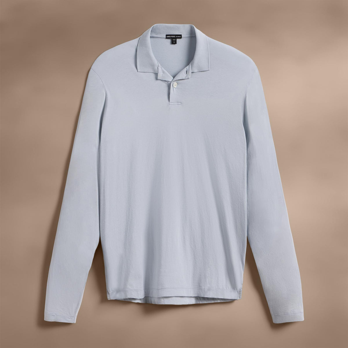 Luxe Lotus Jersey Long Sleeve Polo in Grey Glacier | James Perse Los Angeles