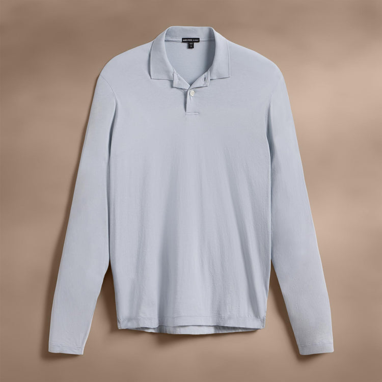 Luxe Lotus Jersey Long Sleeve Polo in Grey Glacier | James Perse Los Angeles