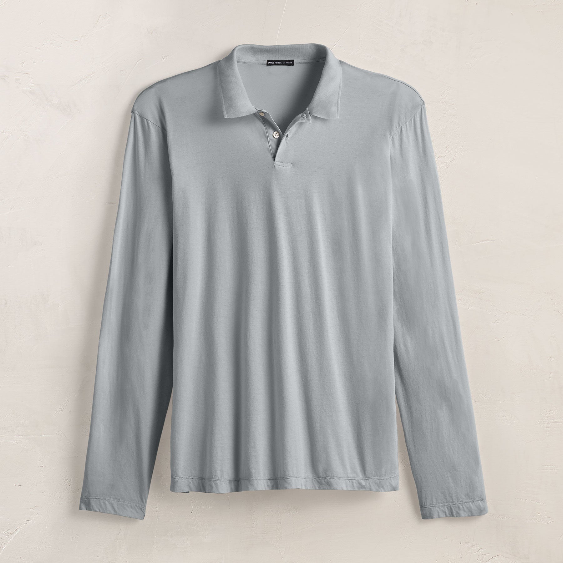 Luxe Lotus Jersey Long Sleeve Polo in Grey Sky | James Perse Los Angeles