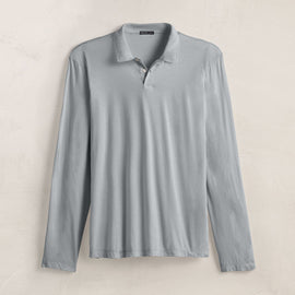 Luxe Lotus Jersey Long Sleeve Polo in Grey Sky | James Perse Los Angeles