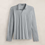 Luxe Lotus Jersey Long Sleeve Polo in Grey Sky | James Perse Los Angeles