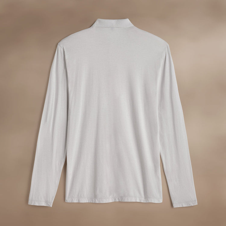 Luxe Lotus Jersey Long Sleeve Polo  in Light Mist | James Perse Los Angeles