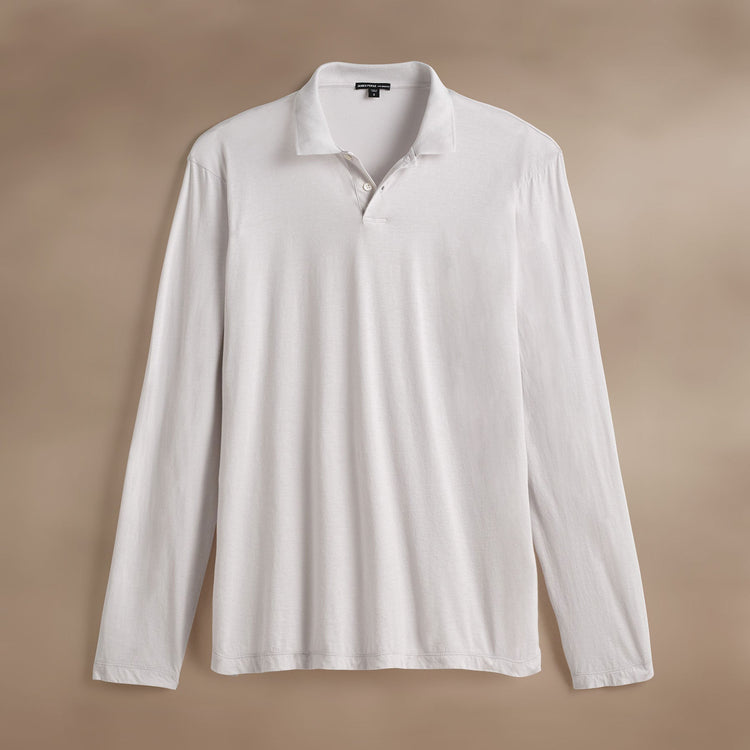 Luxe Lotus Jersey Long Sleeve Polo  in Light Mist | James Perse Los Angeles