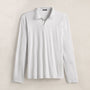 Luxe Lotus Jersey Long Sleeve Polo in White | James Perse Los Angeles