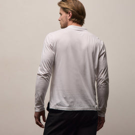 Luxe Lotus Jersey Long Sleeve Polo in White | James Perse Los Angeles