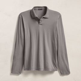 Luxe Lotus Jersey Long Sleeve Polo in Wolf | James Perse Los Angeles