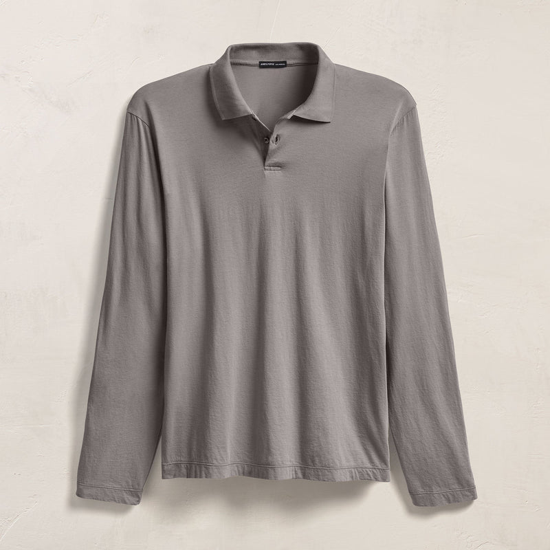 Luxe Lotus Jersey Long Sleeve Polo in Wolf | James Perse Los Angeles