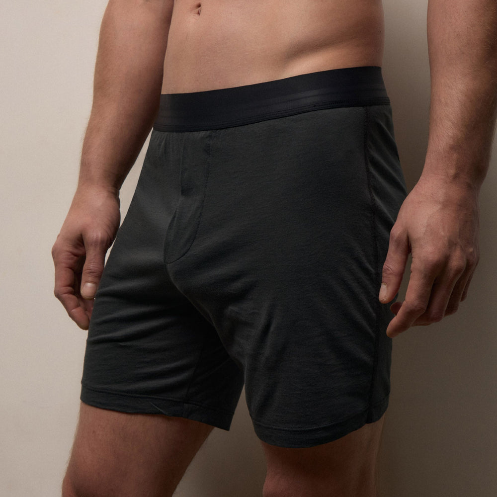 Luxe Lotus Relaxed Fit Boxer Short in Carbon | James Perse Los Angeles