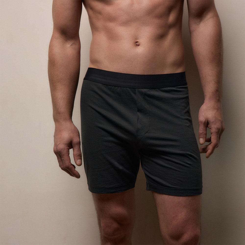 Luxe Lotus Relaxed Fit Boxer Short in Carbon | James Perse Los Angeles