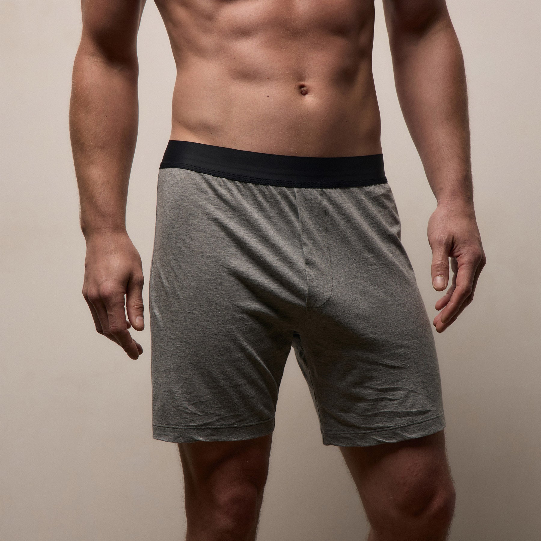 Luxe Lotus Relaxed Fit Boxer Short in Heather Grey | James Perse Los Angeles