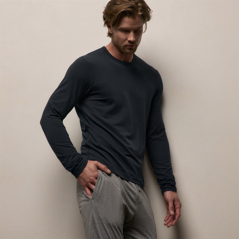 Elevated Lotus Jersey Lounge Crew in French Navy | James Perse Los Angeles