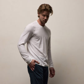 Elevated Lotus Jersey Lounge Crew in White | James Perse Los Angeles