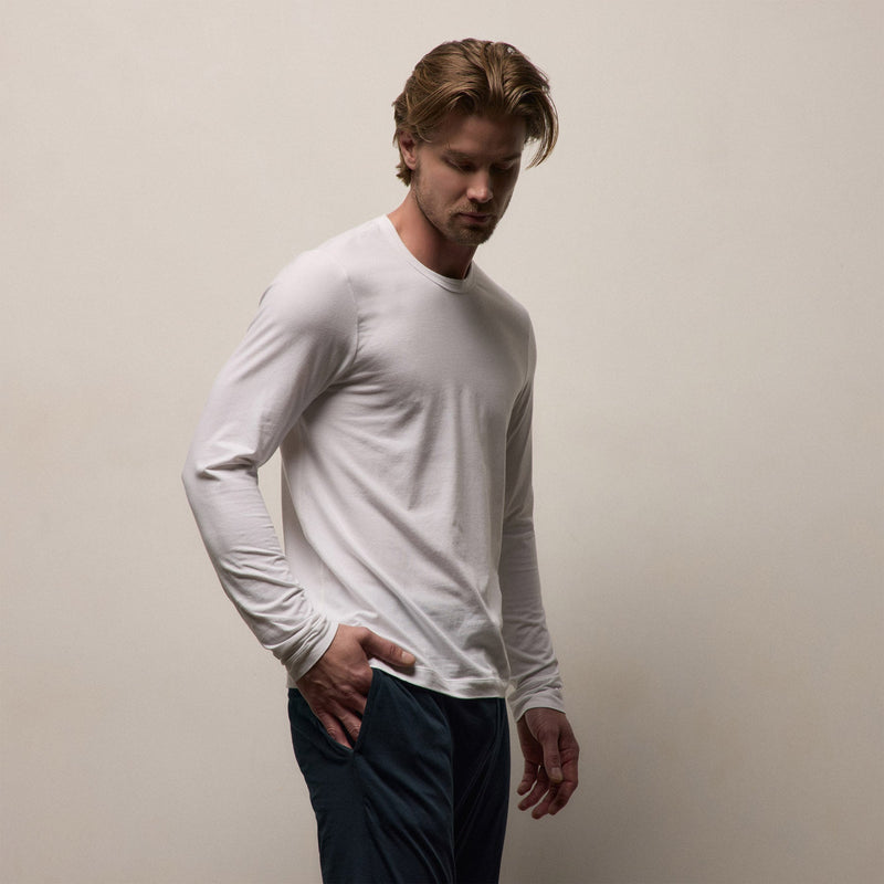 Elevated Lotus Jersey Lounge Crew in White | James Perse Los Angeles