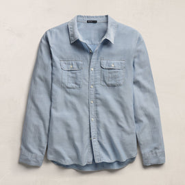 Featherweight Denim Utility Shirt in Bleach Wash | James Perse Los Angeles